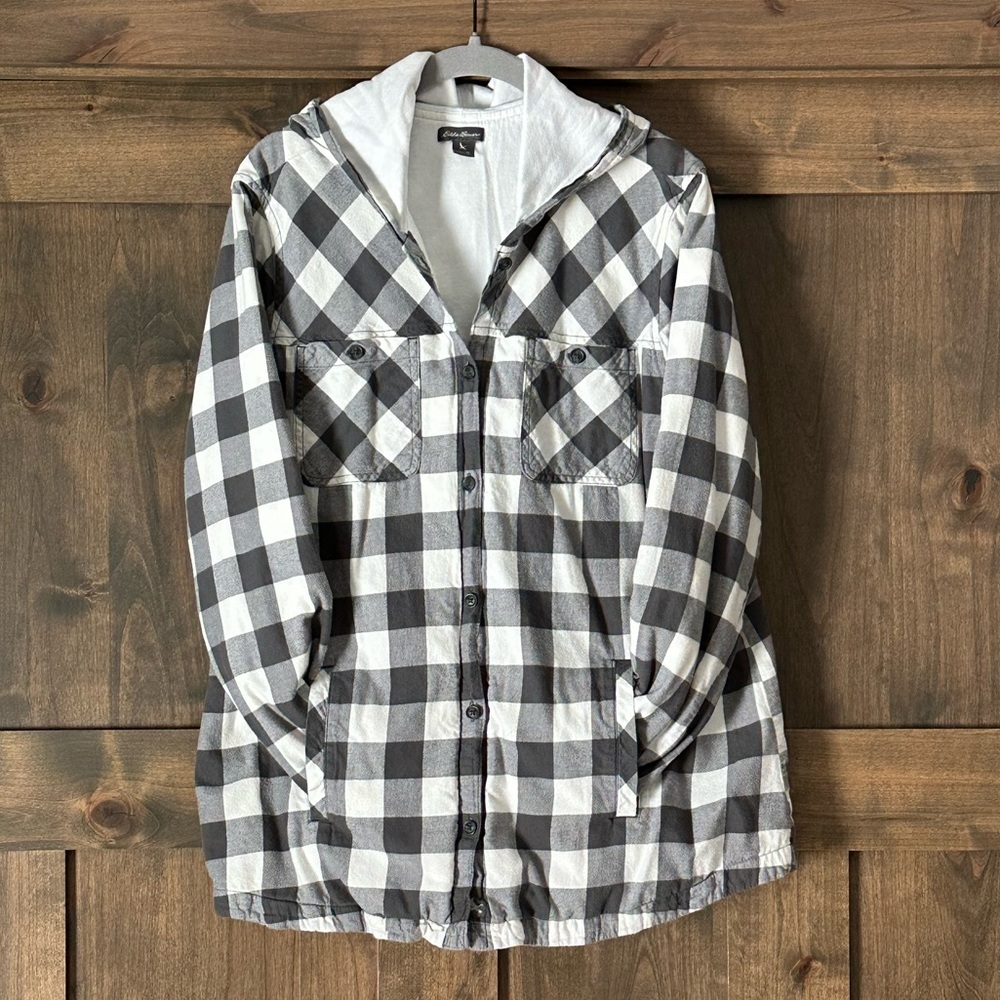 Eddie Bauer Women’s Hooded Brushed Flannel Shacket